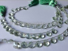 Green Amethyst Double Concave Heart Shape Beads